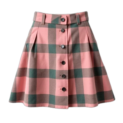 dress, jacket, pastel, pink, green, plaid, skirt, button transparent PNG cut-out