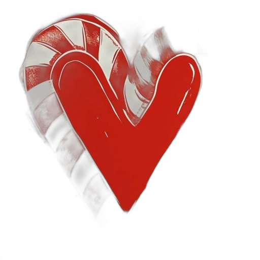 jewelry, 3d render, candy, cane, heart, stylized, representation, red transparent PNG cut-out