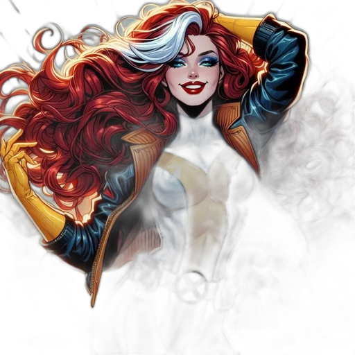 comic book art, concept art, fantasy art, cartoon, fire, female, superhero, red transparent PNG cut-out