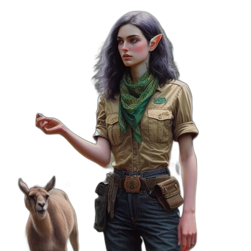 staff, creature, animal, concept art, fantasy art, photorealistic, pixel art, earth tones transparent PNG cut-out