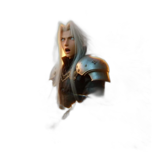 sword, weapon, face, hair, fantasy art, concept art, 3d render, pixel art transparent PNG cut-out