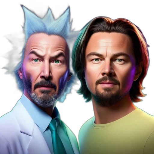 concept art, comic book art, cartoon, fantasy art, two, men, one, white transparent PNG cut-out