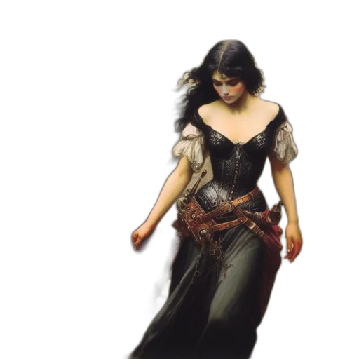 dress, sword, weapon, concept art, fantasy art, comic book art, pixel art, dark transparent PNG cut-out
