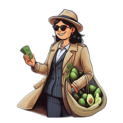 jacket, staff, concept art, pixel art, cartoon, comic book art, green, undercover transparent PNG cut-out