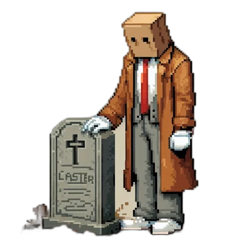 robot, jacket, pixel art, concept art, comic book art, cyberpunk, figure, brown transparent PNG cut-out