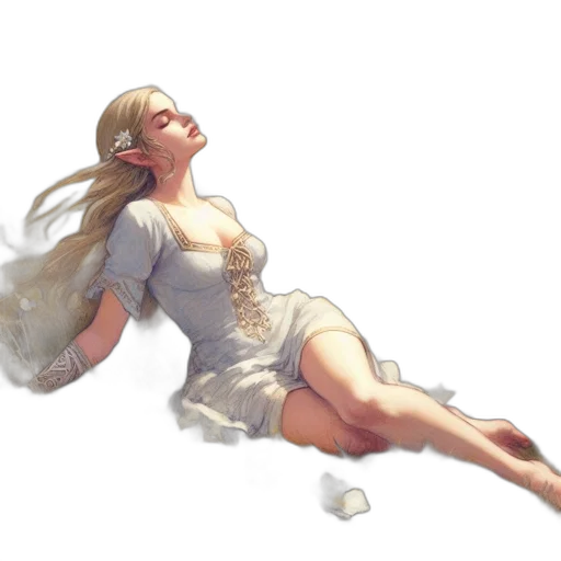 dress, concept art, photorealistic, oil painting, fantasy art, snow, fog, outer space transparent PNG cut-out