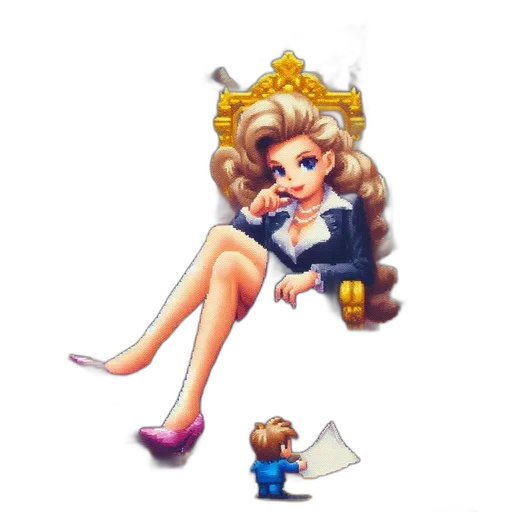 crown, staff, pixel art, cartoon, concept art, fantasy art, animated, female transparent PNG cut-out