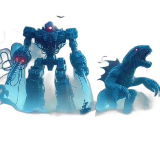 robot, creature, dragon, concept art, fantasy art, 3d render, comic book art, underwater transparent PNG cut-out