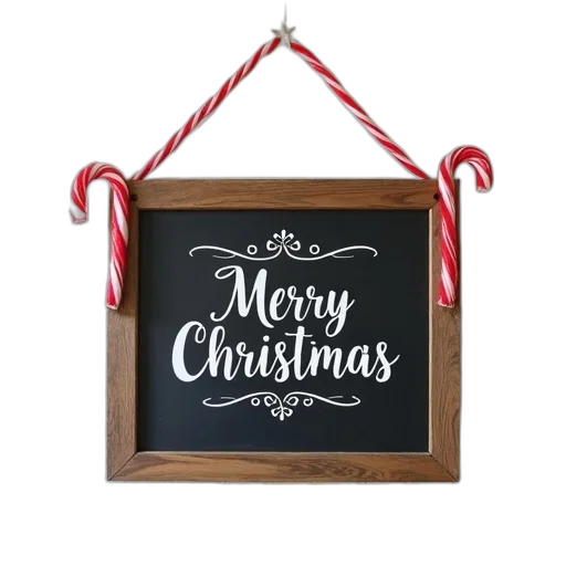 framed, chalkboard, sign, festive, merry, christmas, message, hangs transparent PNG cut-out