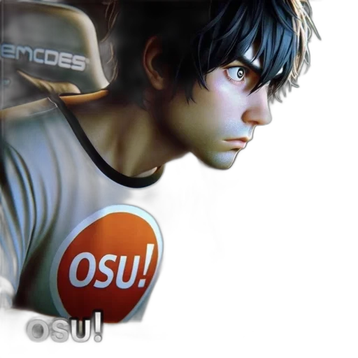 photorealistic, concept art, anime, comic book art, youth, chair, osu, logo transparent PNG cut-out