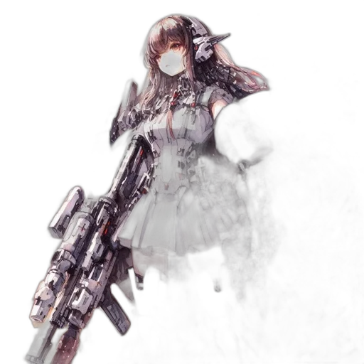weapon, robot, staff, dress, concept art, cyberpunk, fantasy art, pixel art transparent PNG cut-out