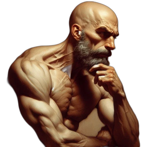 face, photorealistic, concept art, fantasy art, comic book art, muscular, man, bald transparent PNG cut-out