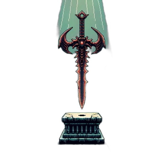 sword, weapon, crown, staff, concept art, fantasy art, 3d render, pixel art transparent PNG cut-out