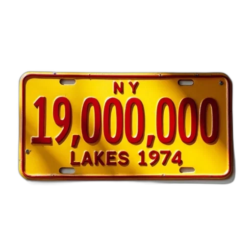vintage, license, plate, yellow, background, red, text, displayed transparent PNG cut-out