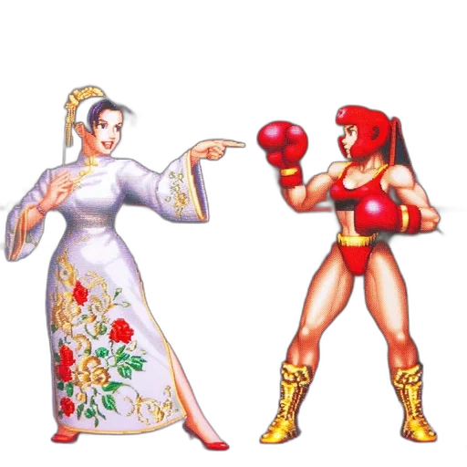 dress, pixel art, concept art, 3d render, fantasy art, two, fighters, eva transparent PNG cut-out