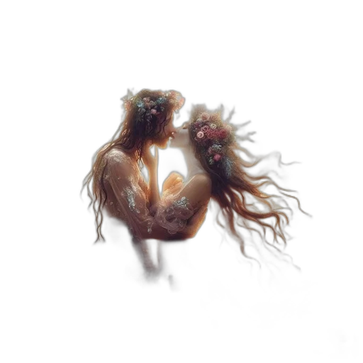 hair, creature, animal, crown, concept art, 3d render, photorealistic, watercolor transparent PNG cut-out