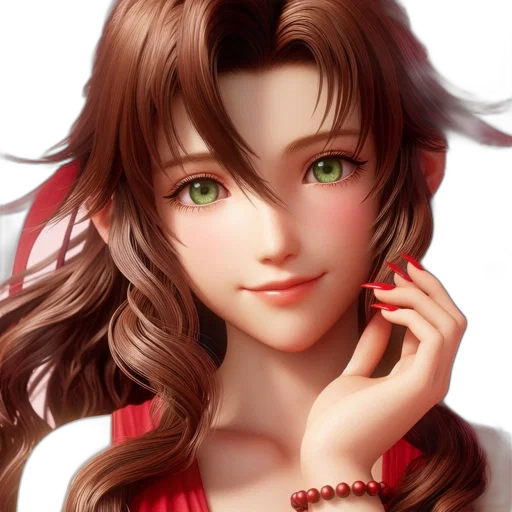 face, jewelry, photorealistic, fantasy art, anime, 3d render, red, close-up transparent PNG cut-out
