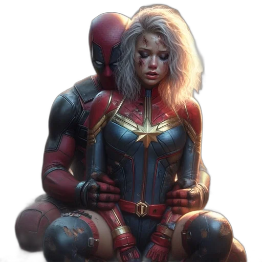 comic book art, concept art, fantasy art, red, two, superhero, characters, one transparent PNG cut-out