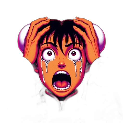 face, mask, creature, anime, pixel art, comic book art, concept art, neon lights transparent PNG cut-out