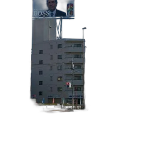 building, staff, robot, face, photorealistic, 3d render, concept art, vaporwave transparent PNG cut-out