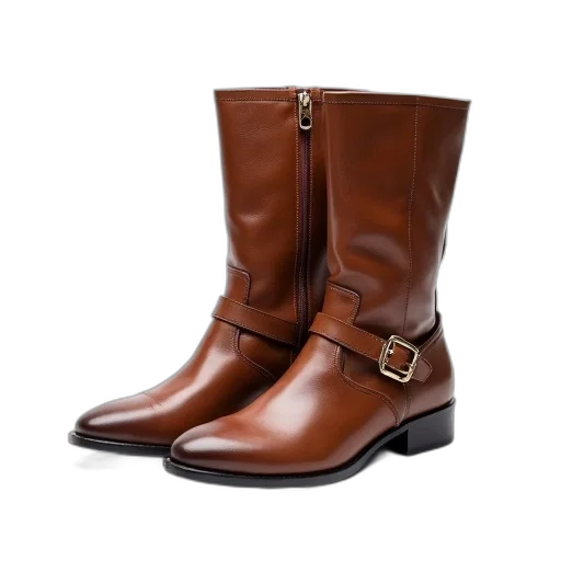 shoes, pair, brown, leather, boots, smooth, finish, pointed transparent PNG cut-out