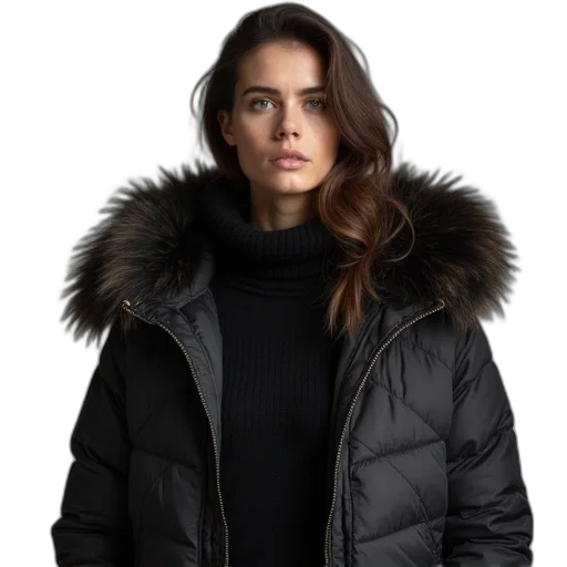 jacket, dark, monochrome, model transparent PNG cut-out