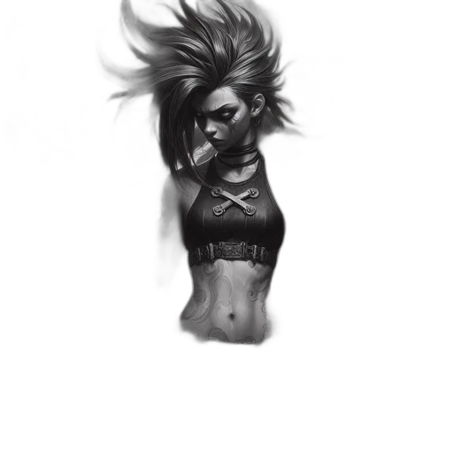mask, dress, hair, face, cyberpunk, concept art, fantasy art, comic book art transparent PNG cut-out