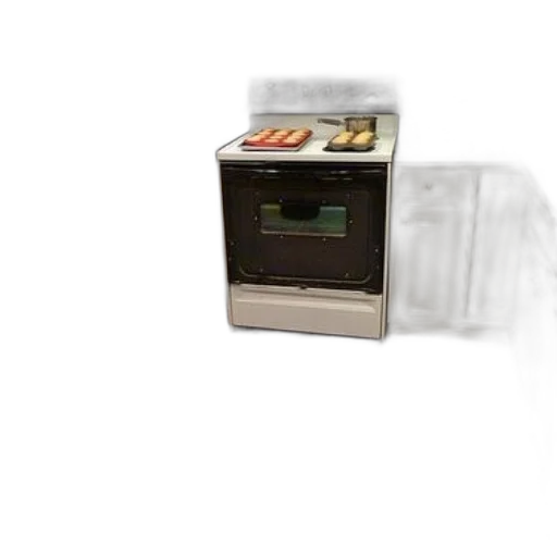 food, furniture, robot, 3d render, kitchen, burnt, meal, floor transparent PNG cut-out