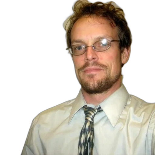staff, face, jacket, photorealistic, man, glasses, tie, smiling transparent PNG cut-out