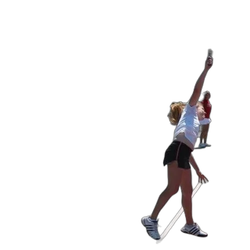 staff, woman, white, shirt, black, shorts, playing, tennis transparent PNG cut-out