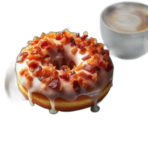 food, crown, weapon, 3d render, photorealistic, doughnut, topped, bacon transparent PNG cut-out