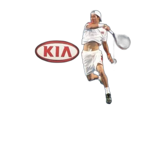 photorealistic, 3d render, tennis, player, mid-air, kia, advertisement, background transparent PNG cut-out