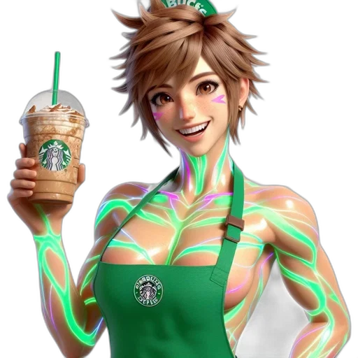 staff, concept art, 3d render, vaporwave, anime, green, animated, character transparent PNG cut-out