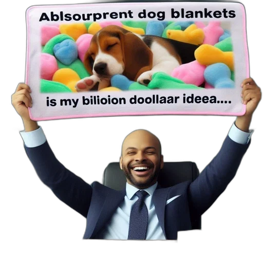animal, man, suit, presents, dog-themed, billboard, concept, while transparent PNG cut-out
