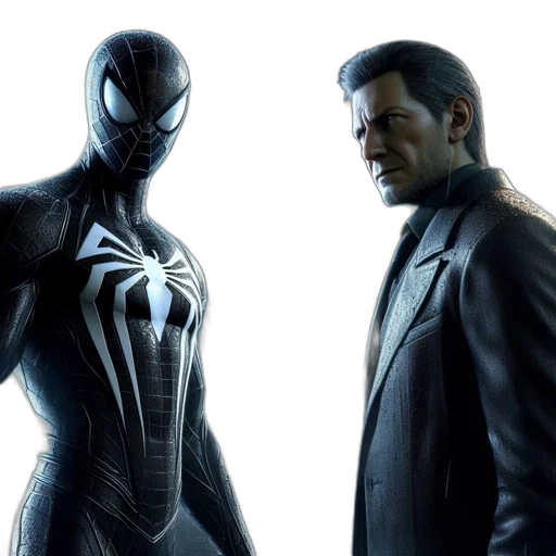 jacket, comic book art, concept art, 3d render, modern, spider-man-like, character, formally transparent PNG cut-out