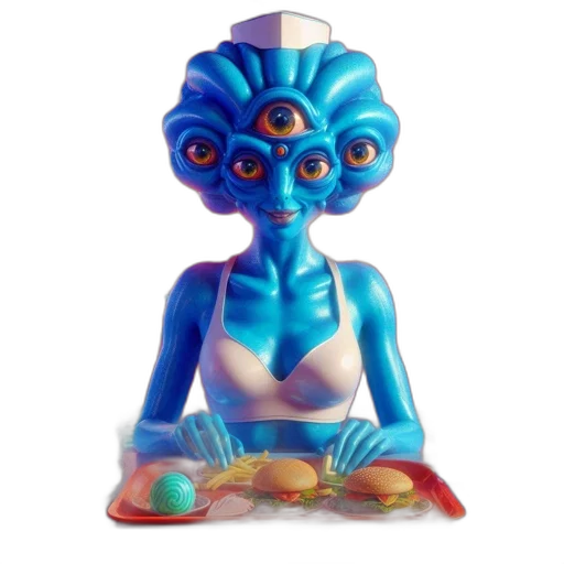 jewelry, mask, concept art, 3d render, fantasy art, outer space, blue, humanoid transparent PNG cut-out