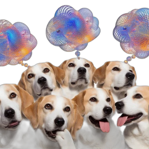 hat, umbrella, animal, outer space, six, beagles, gaze, upward transparent PNG cut-out