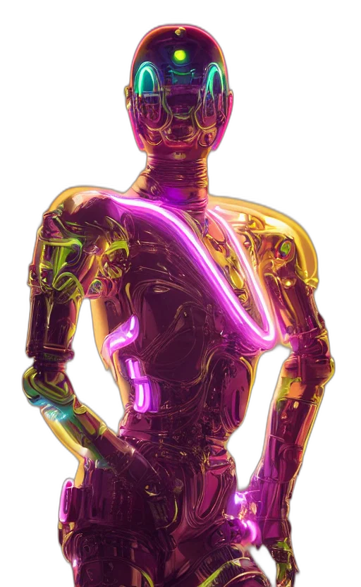 robot, staff, jewelry, cyberpunk transparent PNG cut-out