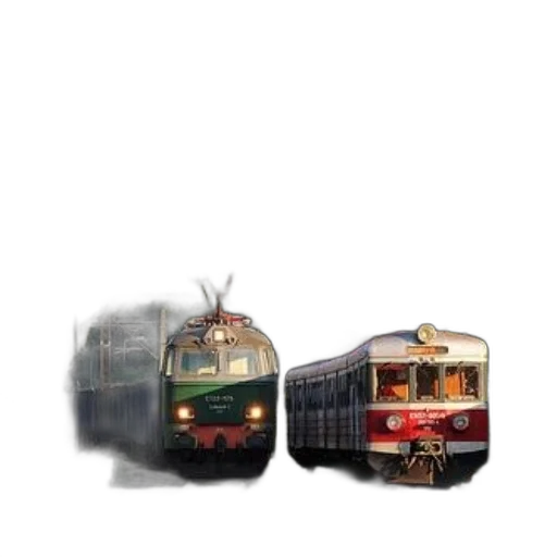 3d render, concept art, photorealistic, pixel art, two, trains, one, green transparent PNG cut-out