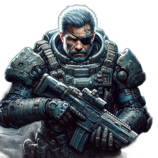 weapon, face, concept art, comic book art, cyberpunk, fantasy art, armored, soldier transparent PNG cut-out