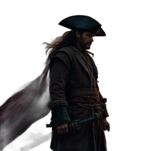 sword, hat, jacket, staff transparent PNG cut-out