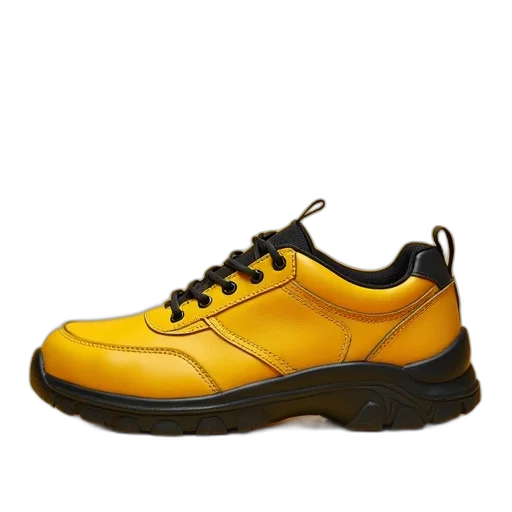 shoes, 3d render, cater, hammer, safety, trainers, yellow, size transparent PNG cut-out