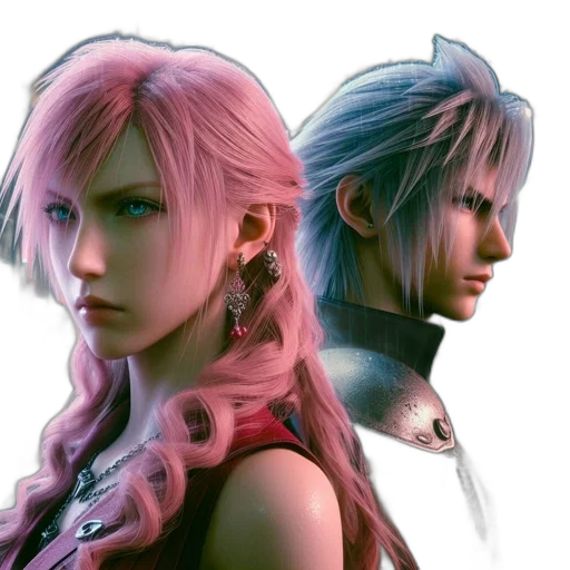 concept art, fantasy art, 3d render, cyberpunk, pastel, two, serious, characters transparent PNG cut-out