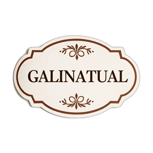 photorealistic, white, sticker, word, galinatual, decorative, font, surrounded transparent PNG cut-out