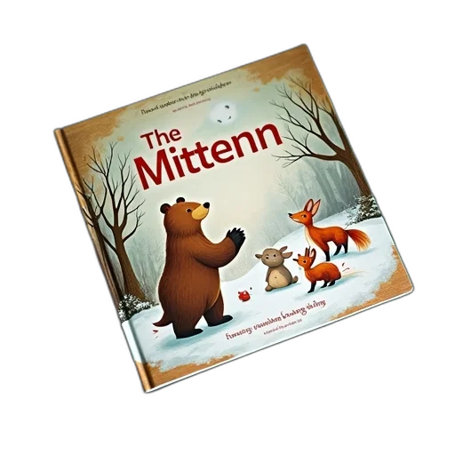 snow, forest, fog, children, book, titled, mittenn, lying transparent PNG cut-out