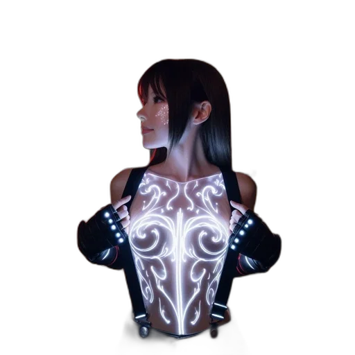 dress, robot, jacket, jewelry, 3d render, cyberpunk, concept art, fantasy art transparent PNG cut-out