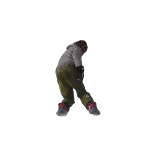 jacket, shoes, creature, staff, 3d render, person, snowboarding, down transparent PNG cut-out