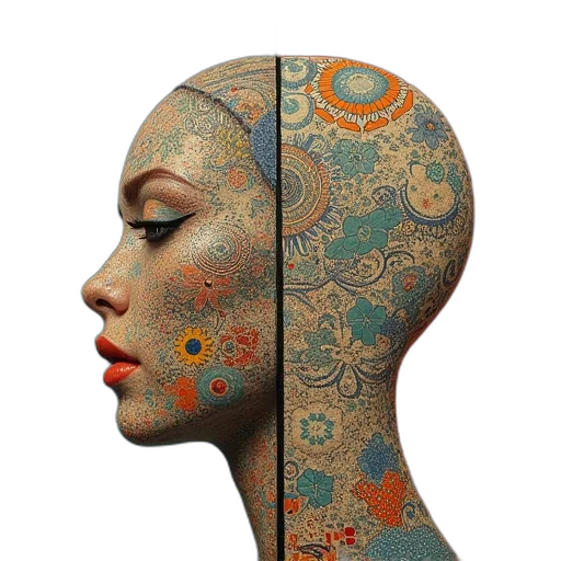face, mask, jewelry, crown, photorealistic, fantasy art, oil painting, concept art transparent PNG cut-out