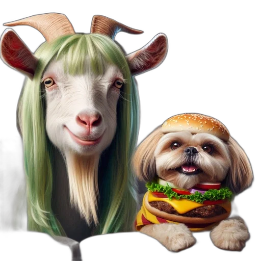 food, animal, concept art, photorealistic, fantasy art, 3d render, goat, long transparent PNG cut-out