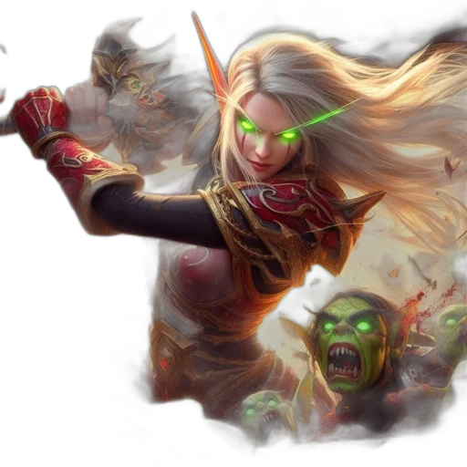 fantasy art, concept art, comic book art, photorealistic, fire, fearsome, woman, golden transparent PNG cut-out